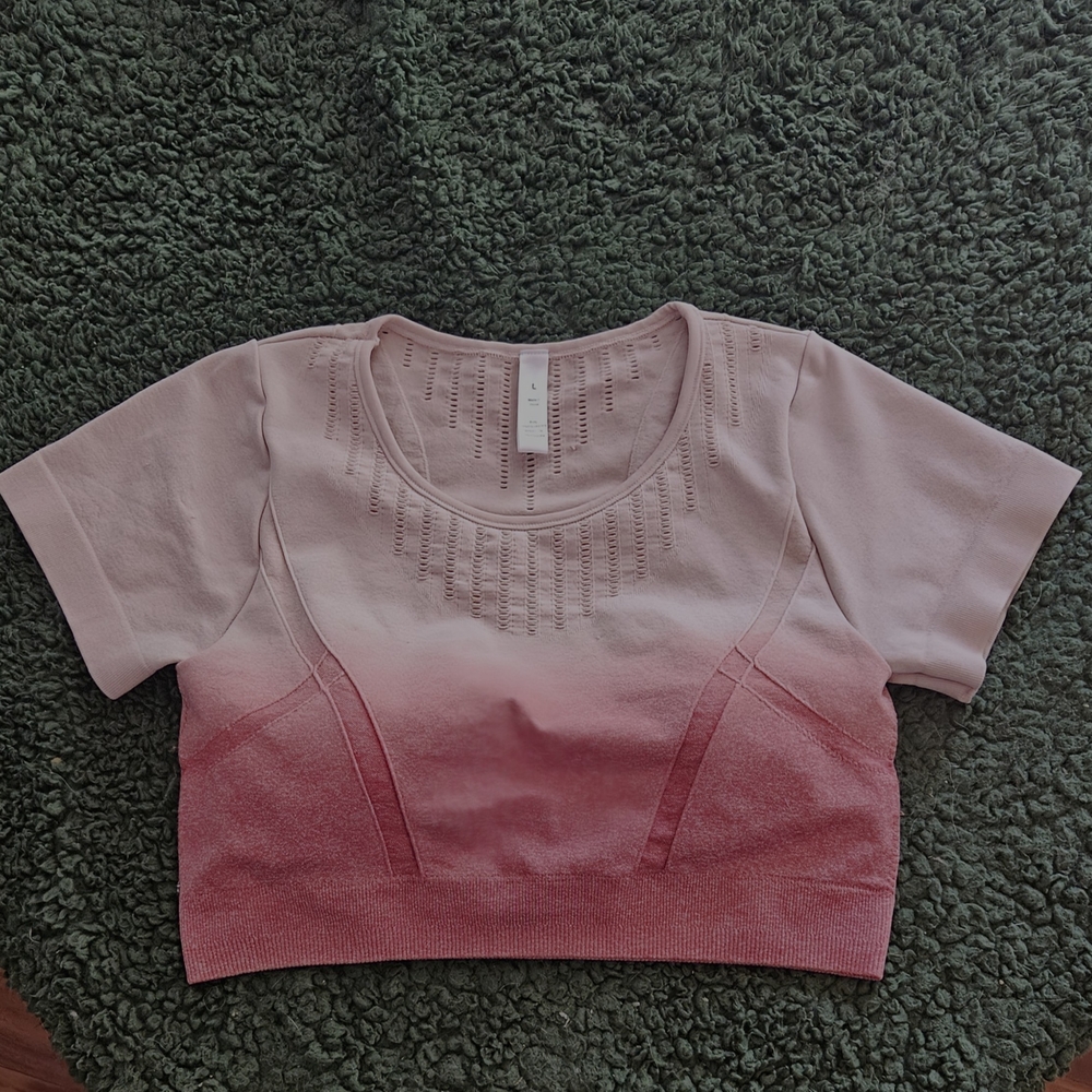 Pink Short Sleeve Fitted Crop Top